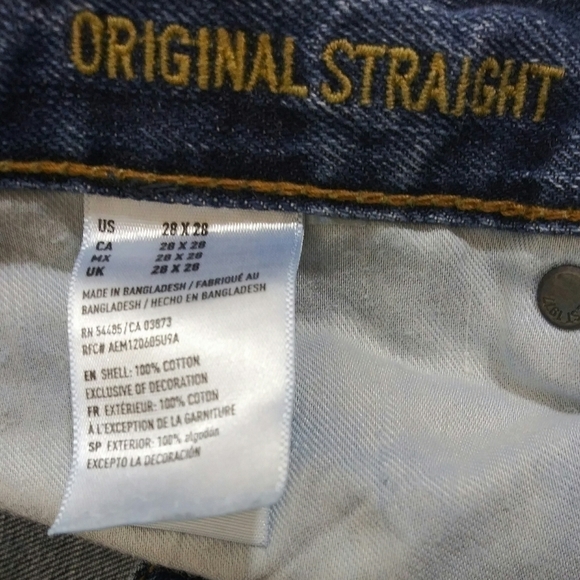 American Eagle Outfitters Original Blue Dark Wash Mid Rise Straight Denim Jean - Picture 7 of 8